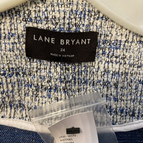 Lane Bryant Women's Plus Size 24 Silver Black Faux Tweed Open Front Crop Blazer - Picture 8 of 11